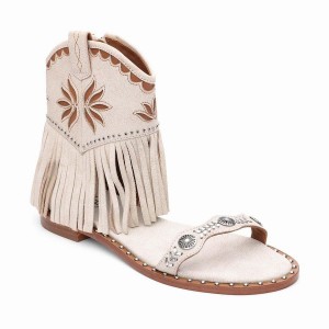 Ash Paquito Embellished Fringe Sandalen Damen Beige | 841389-788