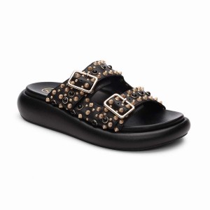 Ash Viking Studded Footbed Pantoletten Damen Schwarz | 556704-010